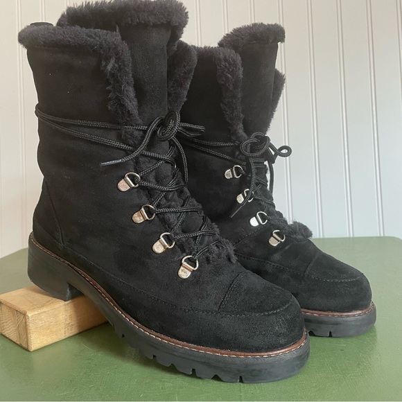 Stuart Weitzman LUGE Fleece Lined Fold Down Boots in Black Suede *Spain* - Picture 11 of 11
